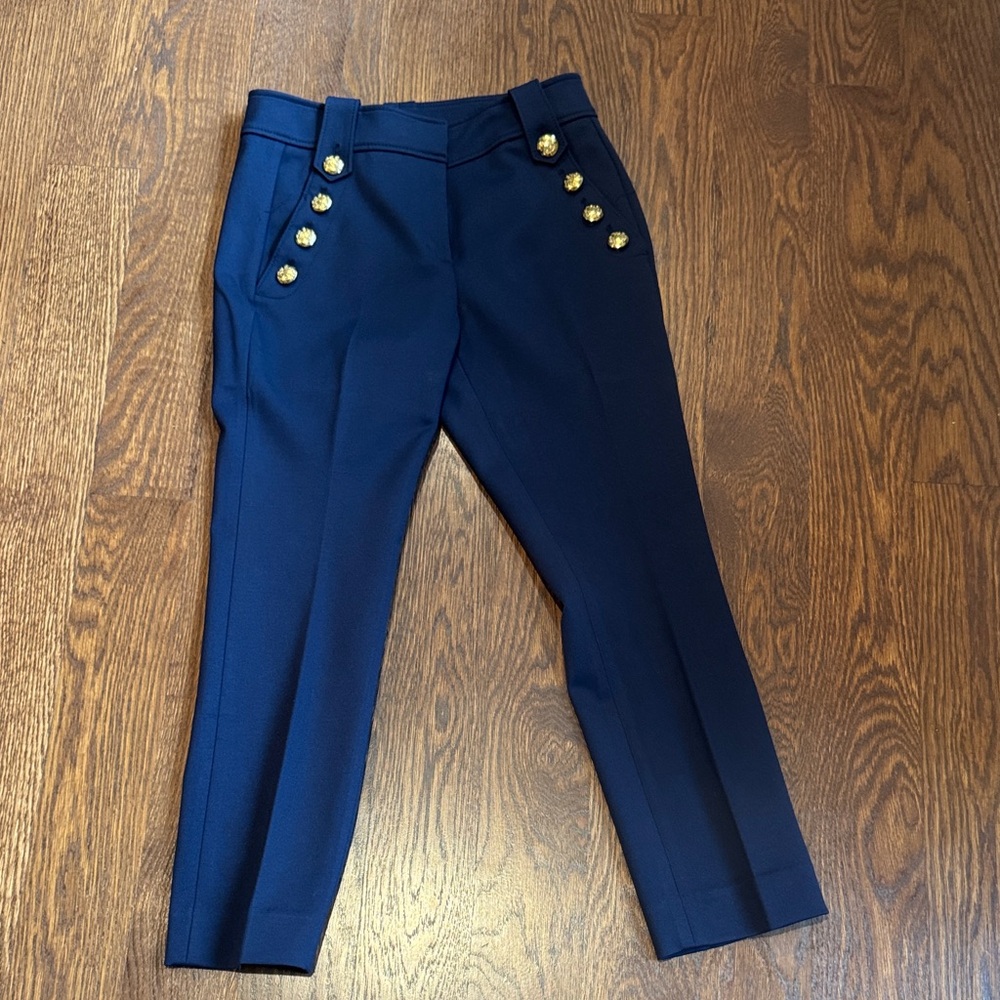 White House Black Market Navy Straight Leg Crop Pants